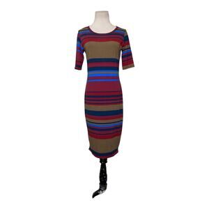 Lularoe multicolor striped short sleeves sheath dress size Small